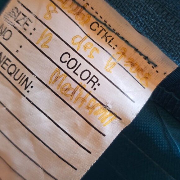 Matte Satin Teal ANGELINA FACCENDA Formal Gown sz 12 - Picture 12 of 12